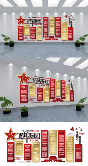 八一建军节光辉历程党建文化墙