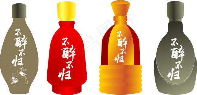 白酒瓶子cdr矢量模版下载