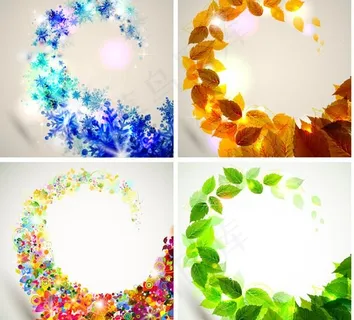 幻彩创意花纹树叶矢量素材