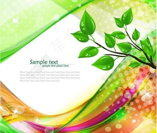 绿色环保动感线条背景 绿叶 水滴 水珠图片