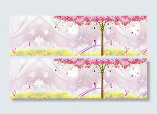 手绘春季花卉背景素材图片