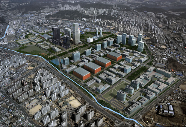 城市建筑群鸟瞰效果图
