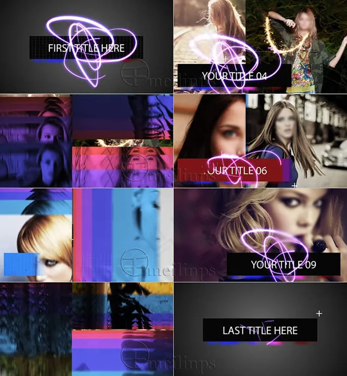 彩虹转场图片特效与炫光装饰文字AE...