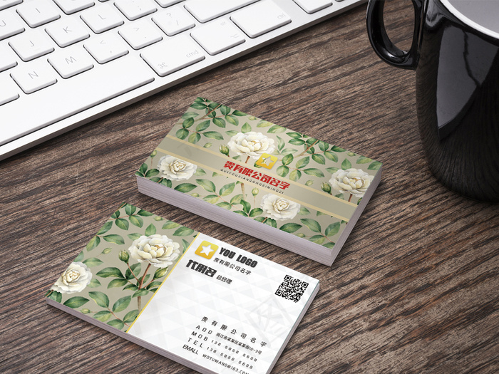 时尚唯美家纺布艺壁纸公司名片设计psd模版下载