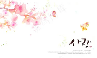 粉色花朵海报设计分层图