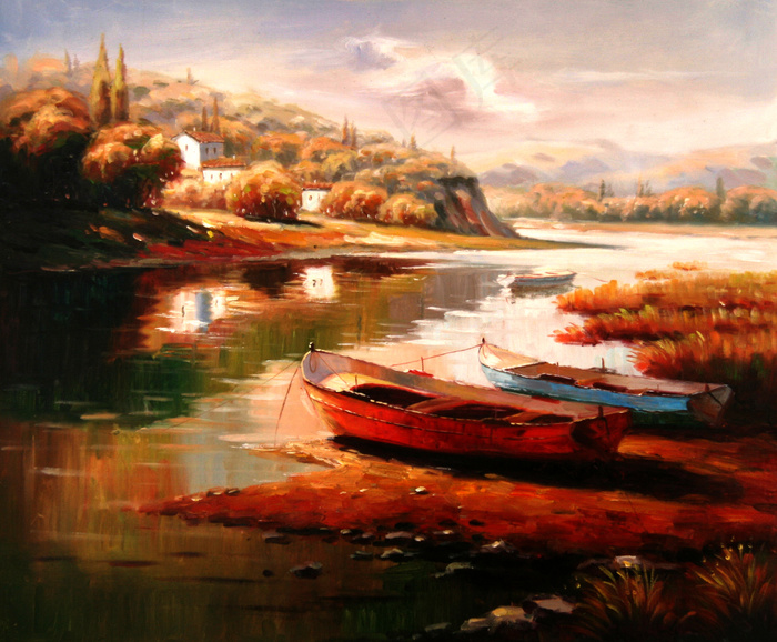 船景油画图片
