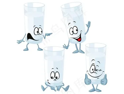 卡通玻璃杯矢量图