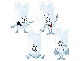 卡通玻璃杯矢量图