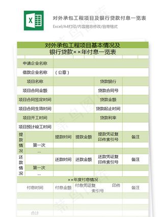 对外承包工程项目及银行贷款付息一览...