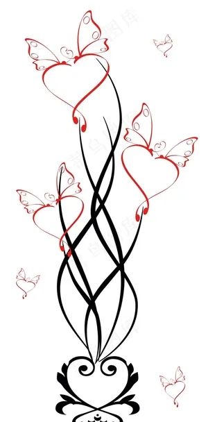 现代唯美欧式花纹花藤心形PSD分层...