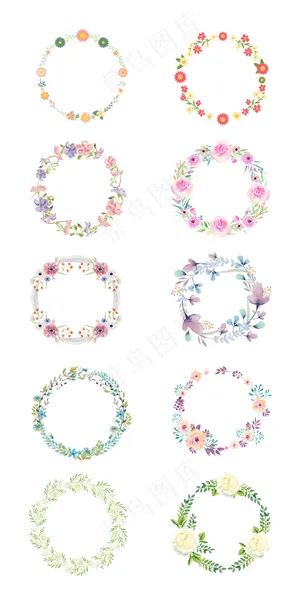 手绘小清新花环花边淘宝素材