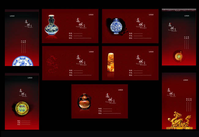 古典暗红色中国风名片卡片设计矢量素材cdr矢量模版下载