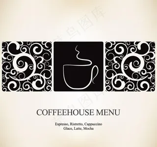 欧式花纹 咖啡厅菜单封面设计图片