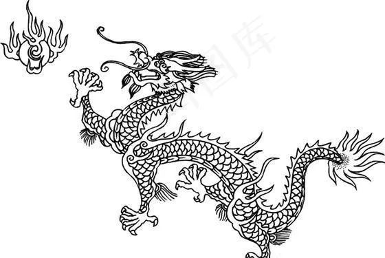 龙纹 中华传统 花纹 黑白 装饰 AIai矢量模版下载