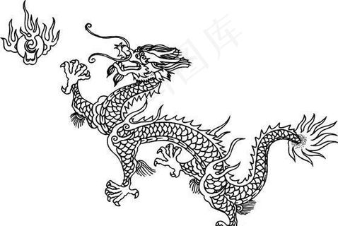 龙纹 中华传统 花纹 黑白 装饰 AI