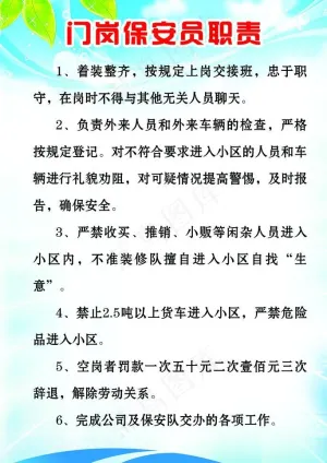 小区制度保安职责图片
