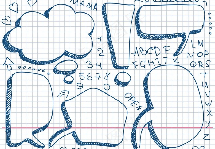 手绘对话框数字图片ai矢量模版下载