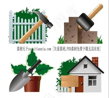 园林艺术建筑矢量图_园艺设计