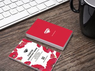 最新红色花卉婚庆摄影策划名片设计