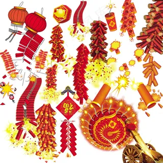 各种鞭炮烟花爆竹psd分层