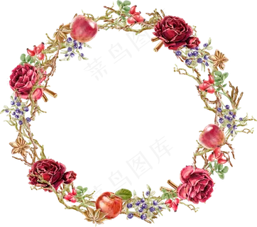 手绘鲜花果实设计元素素材