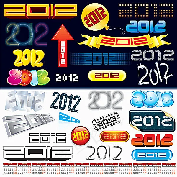 2012创意艺术字eps,ai矢量模版下载
