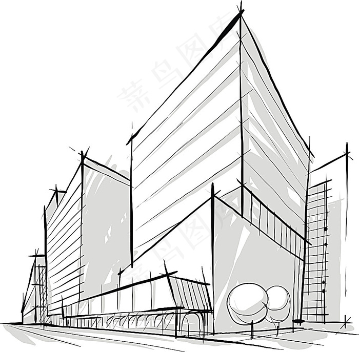 手绘城市街道