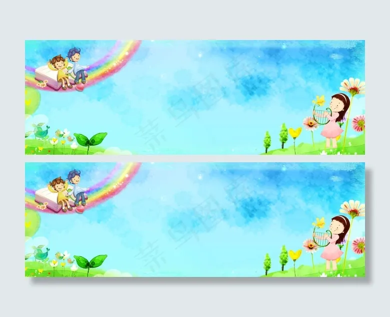卡通展板背景PSD素材(10630X3573(DPI:75))psd模版下载
