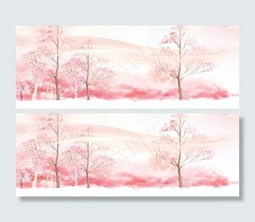 粉色树林唯美背景banner　