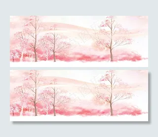 粉色树林唯美背景banner　
