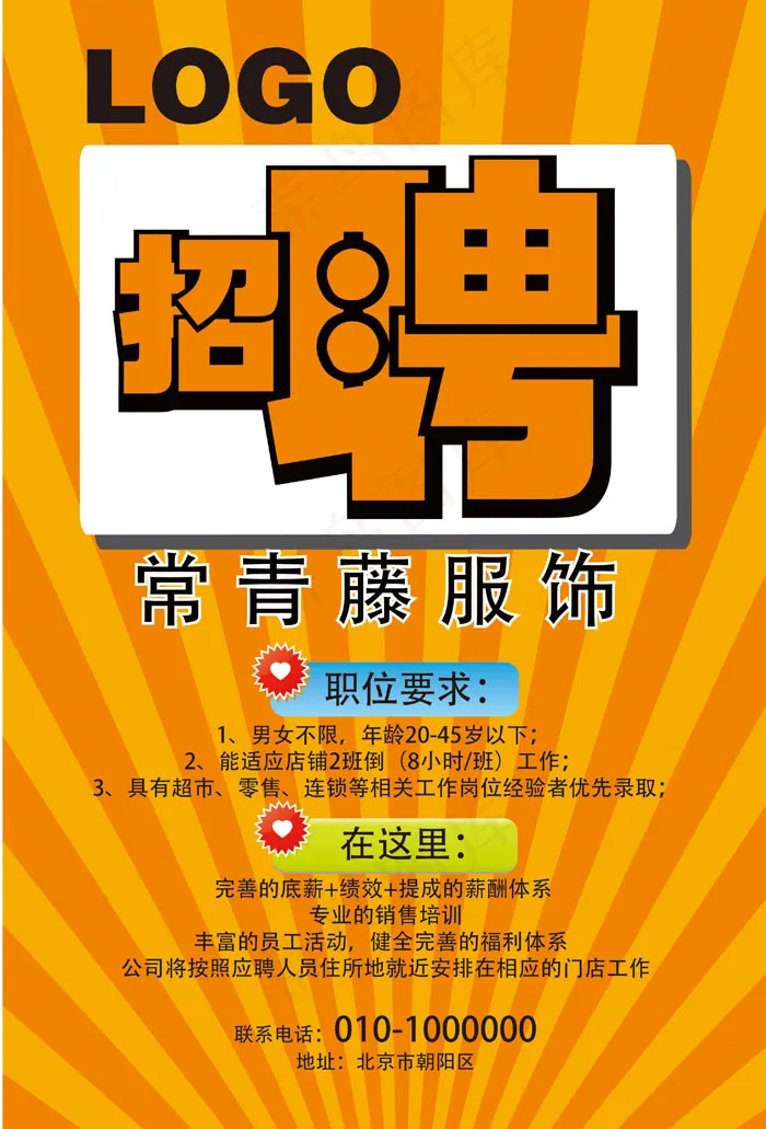 高清服饰招聘矢量海报ai矢量模版下载
