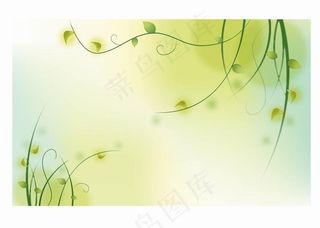 韩国绿色春天花纹矢量素材01