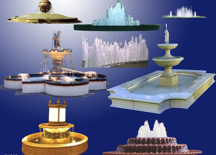 ps后期各种喷泉分层图片