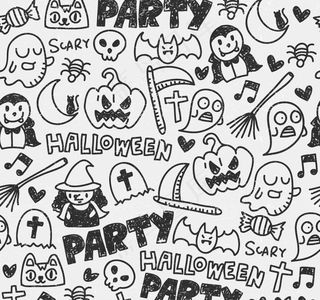 手绘万圣元素无缝背景