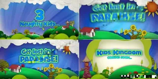 纸片弹出可爱卡通风景的字幕展示