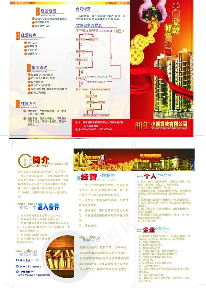 金融贷款公司三折页图片(310X223)cdr矢量模版下载