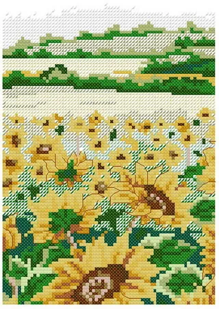 一片葵花地十字绣