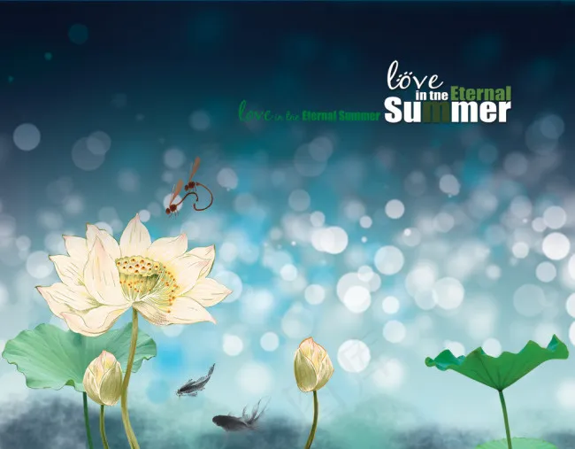 荷塘春晓商业海报PSD分层模板psd模版下载