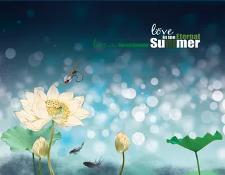 荷塘春晓商业海报PSD分层模板