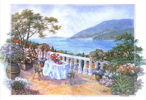 欧式 风景 油画图片