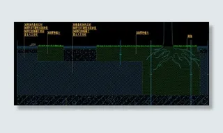 地面铺装间植草及树池剖面图片