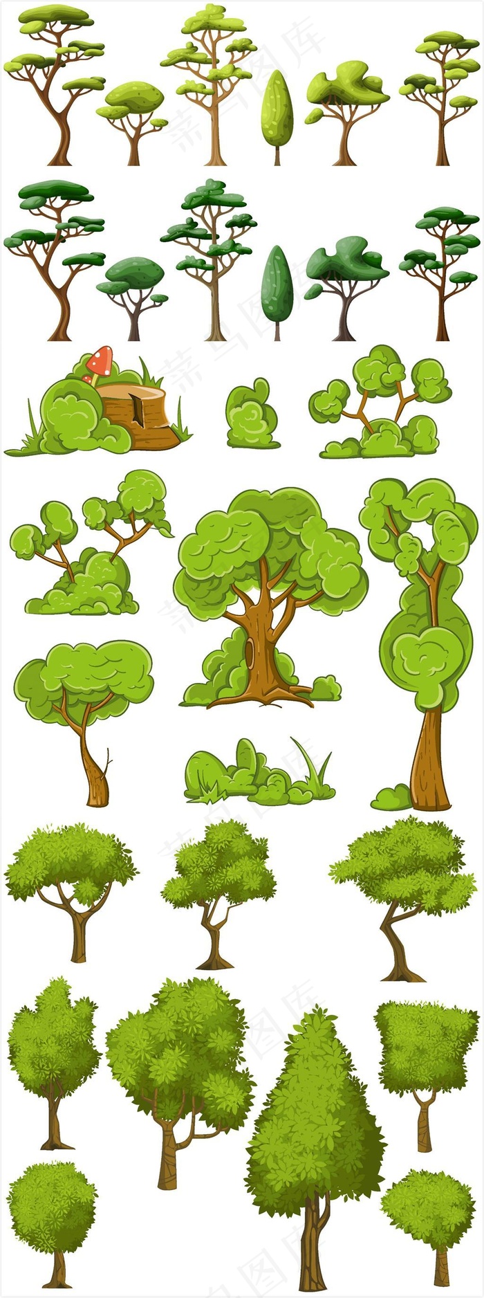 手绘树木造型矢量素材ai矢量模版下载
