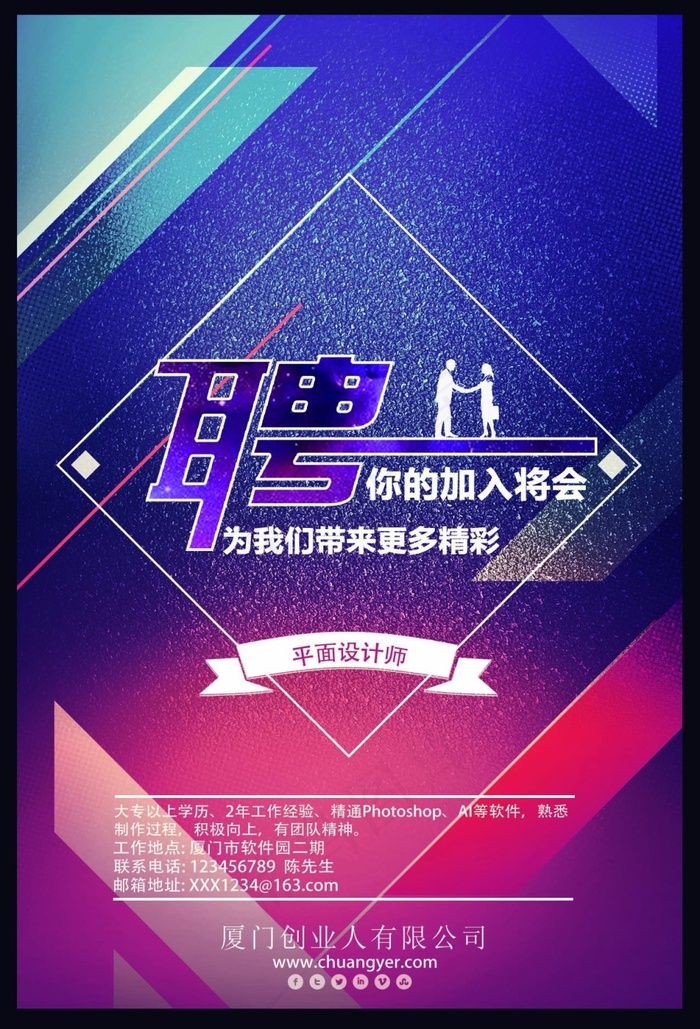 商业招聘海报(1275X1875(DPI:300))psd模版下载