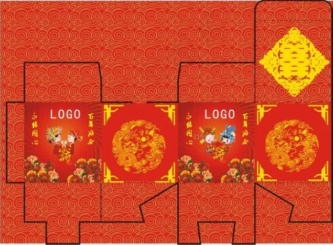 结婚彩盒设计cdr矢量模版下载