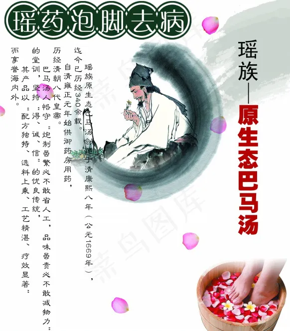 瑶族传统足浴养生海报psd模版下载