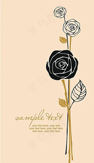 漂亮手绘玫瑰花背景素材图片