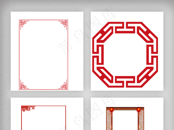 红色元素素材中国风边框素材png