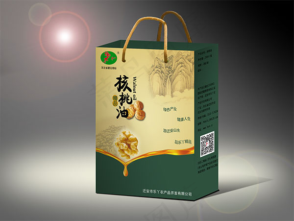 核桃油包装手提袋设计模板psd素材...