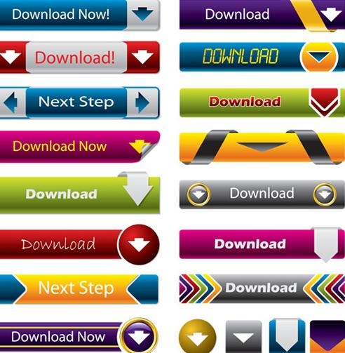 炫彩网页下载按钮矢量图 AI