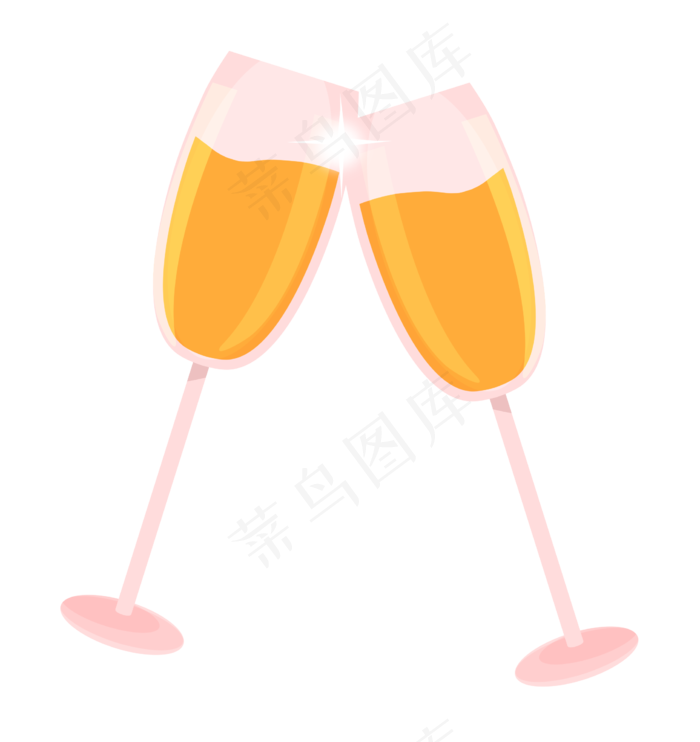 手绘黄色交杯酒插画